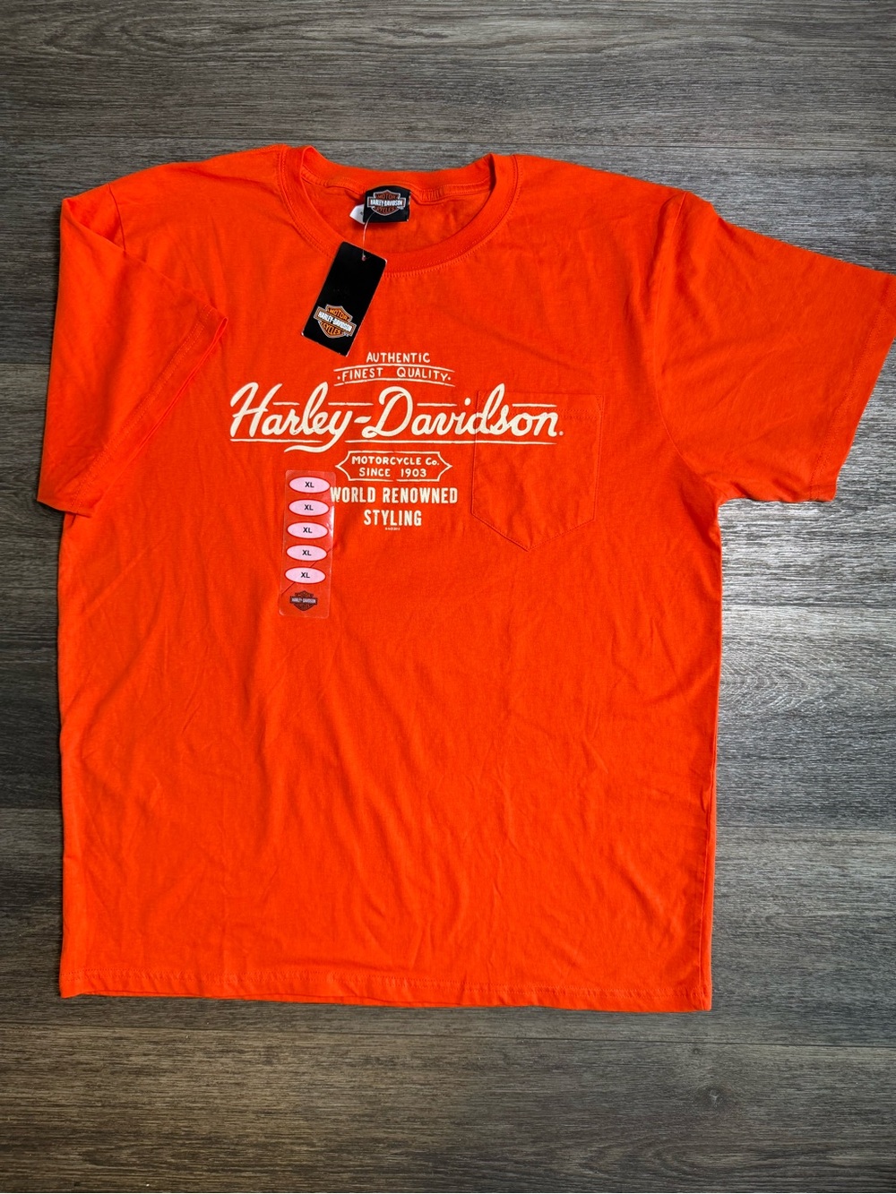 Harley-Davidson Orange Crewneck Tee with White Logo